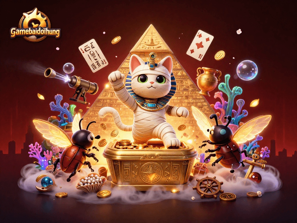 Engage in thrills with gamebaidoithuong's vibrant casino scene bustling with ancient characters and treasures.