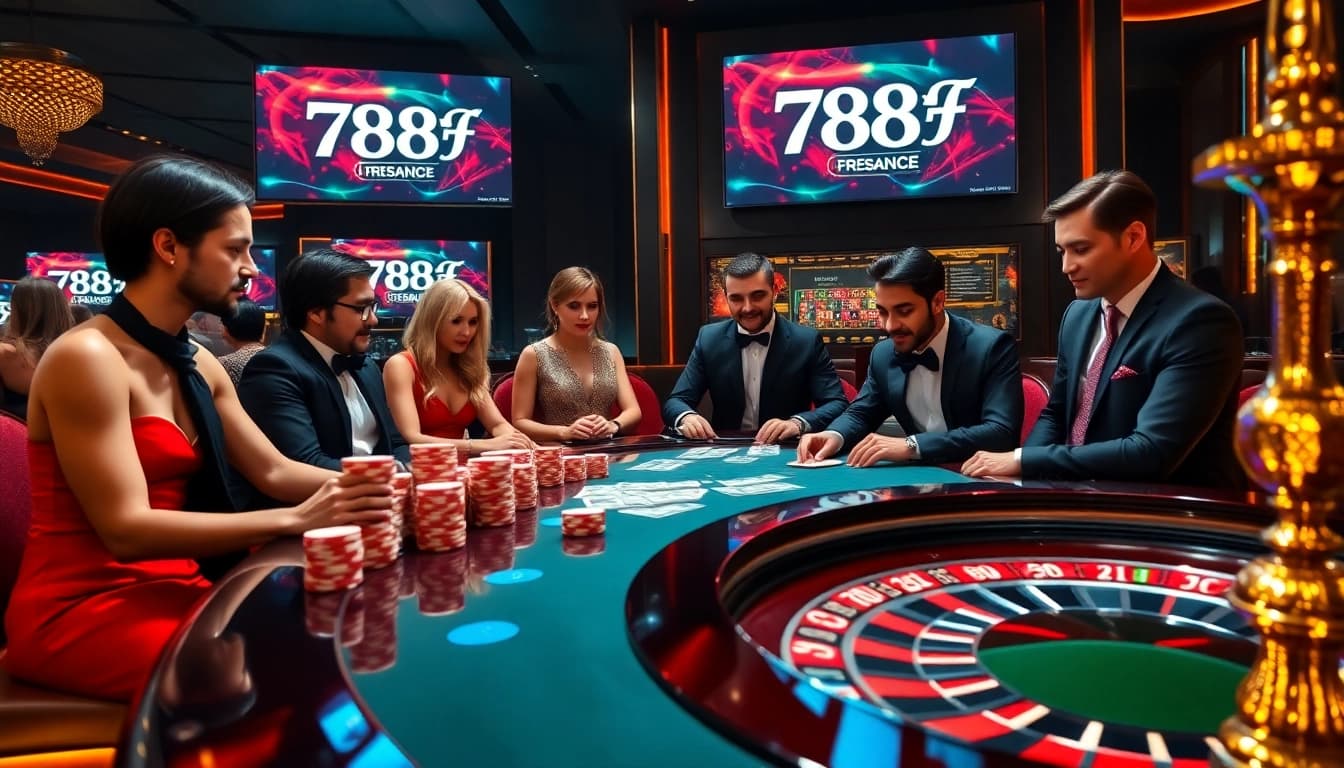 Engage with the thrilling atmosphere of 789f, showcasing professional poker action at a luxurious casino.