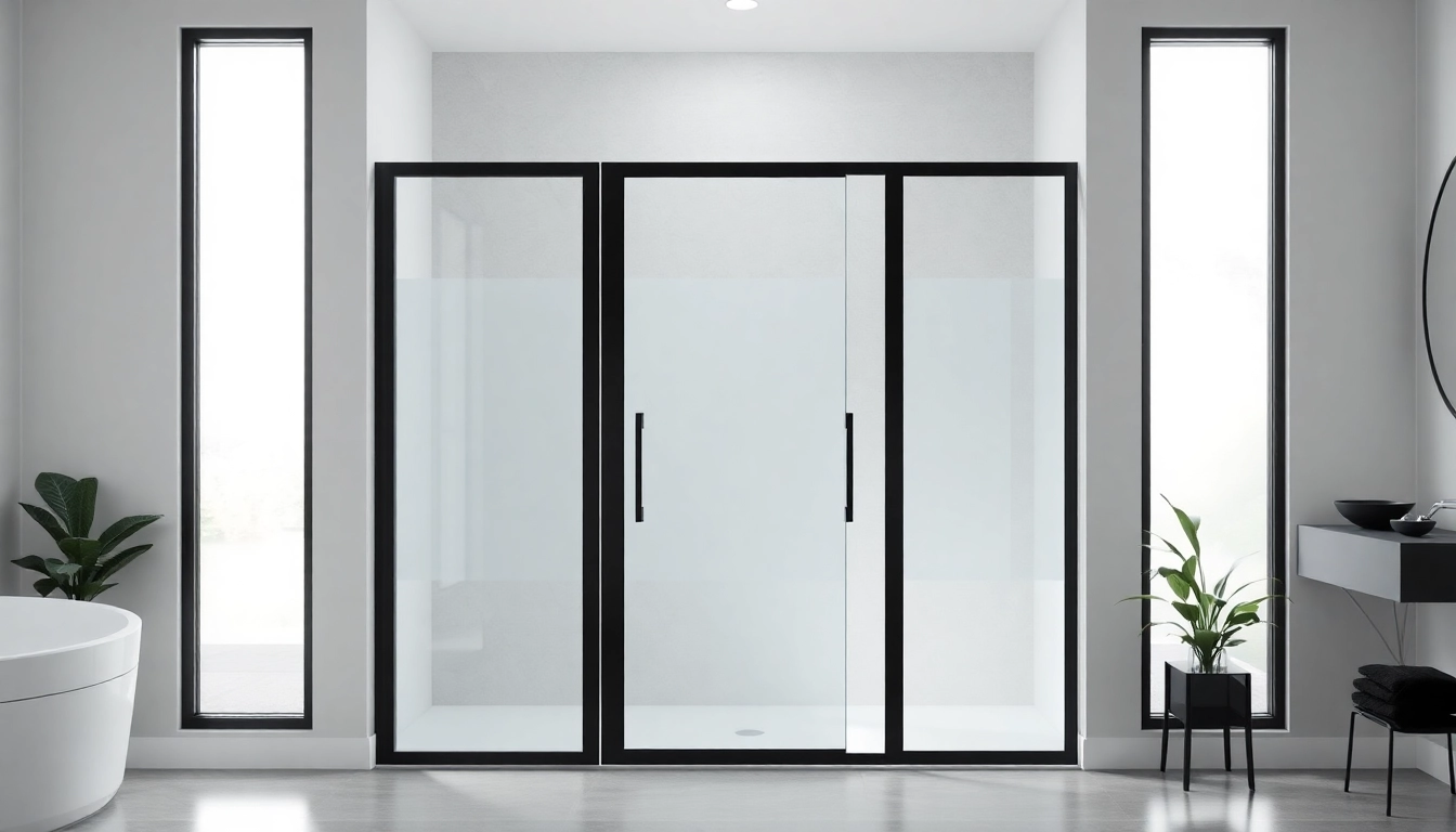 Enhance your bathroom with stylish black frame shower doors emphasizing modern elegance.