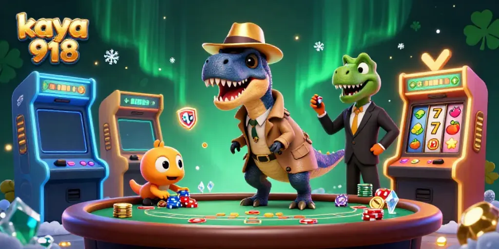 Experience thrilling moments at kaya 918 with a dynamic casino scene showcasing vibrant characters and games.
