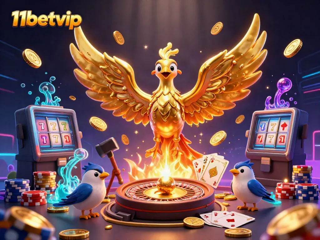 Experience the thrill of winning at 11betvip with a vibrant casino scene showcasing key gaming elements.