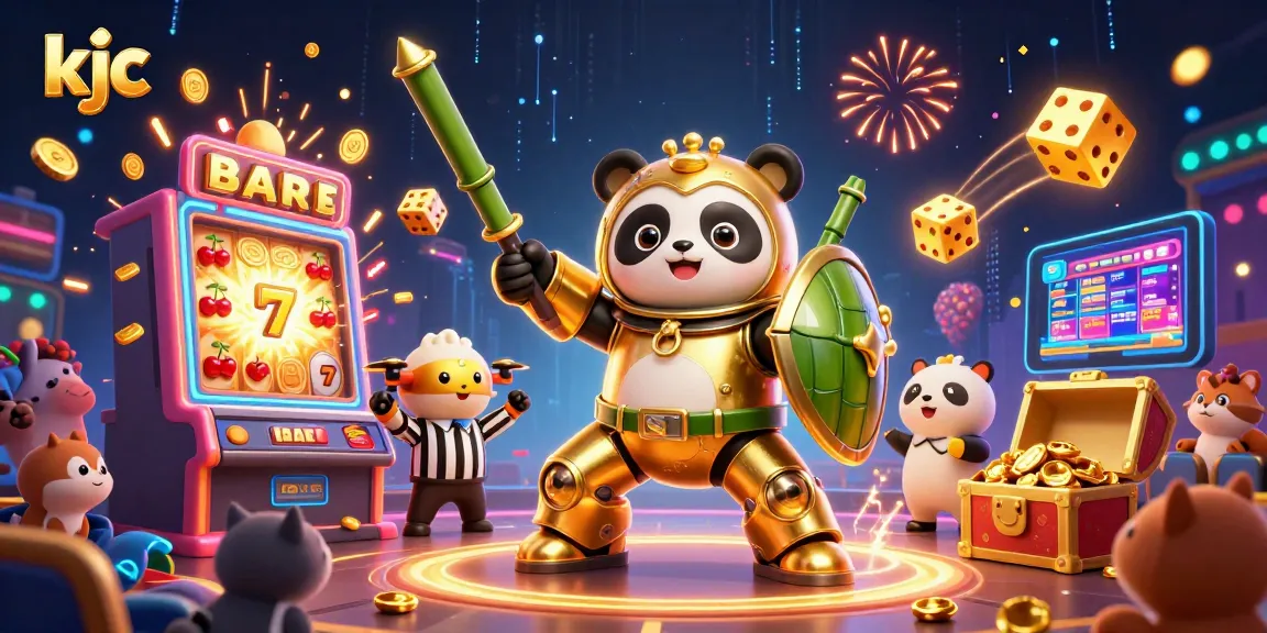 KJC transforms gaming with a thrilling golden panda robot, jackpot slots, and vibrant casino action.