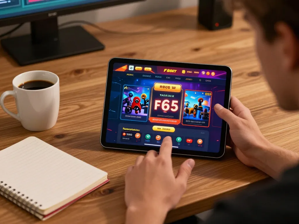 Engaged player exploring F8bet on a tablet, highlighting online casino strategies.