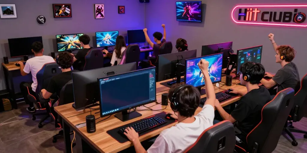 Exciting gaming environment at hitclub with players engaged in diverse games.