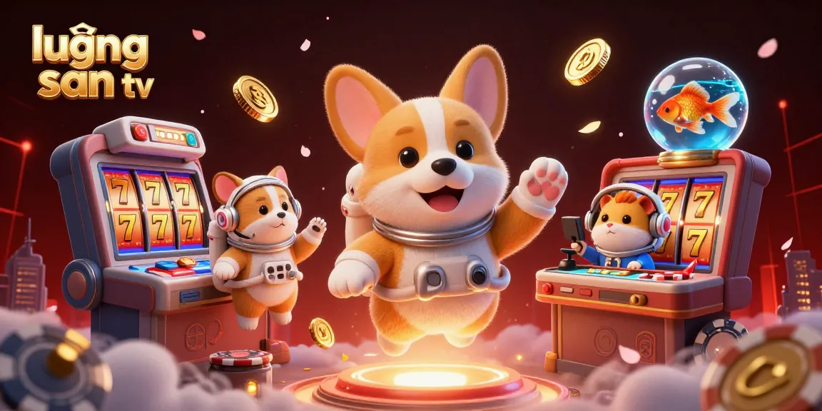 Engage in thrilling moments with lương sơn tv as a cartoon corgi plays in a cosmic casino