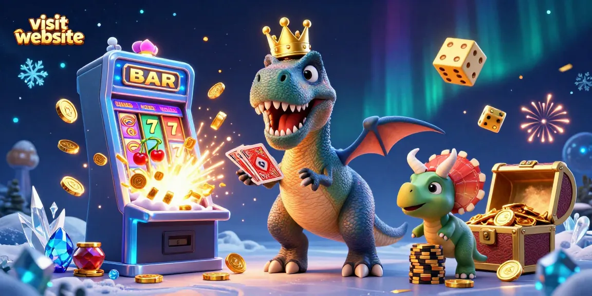 Play and win at the casino by visiting the website and seeing fun characters like a T-Rex and a triceratops!