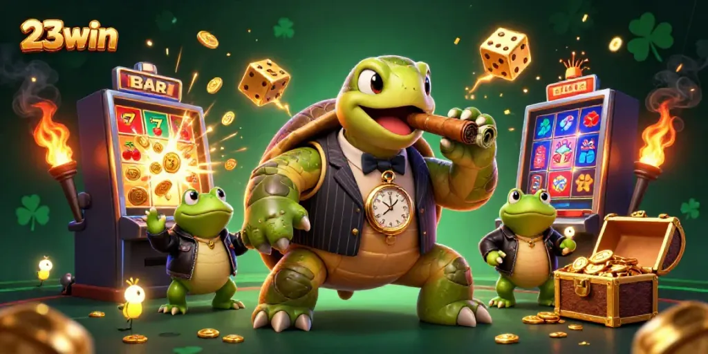 Engage with thrilling gaming moments at 23win featuring a vibrant casino scene.
