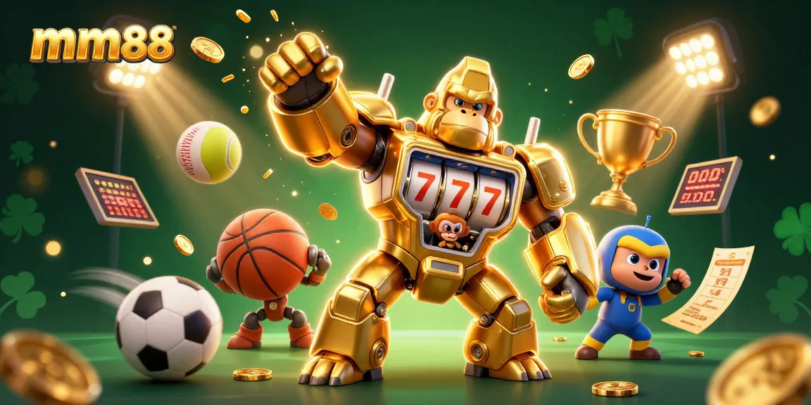 Experience thrilling gameplay with mm88 in an exciting 3D illustrated casino scene featuring dynamic sports and gaming elements.