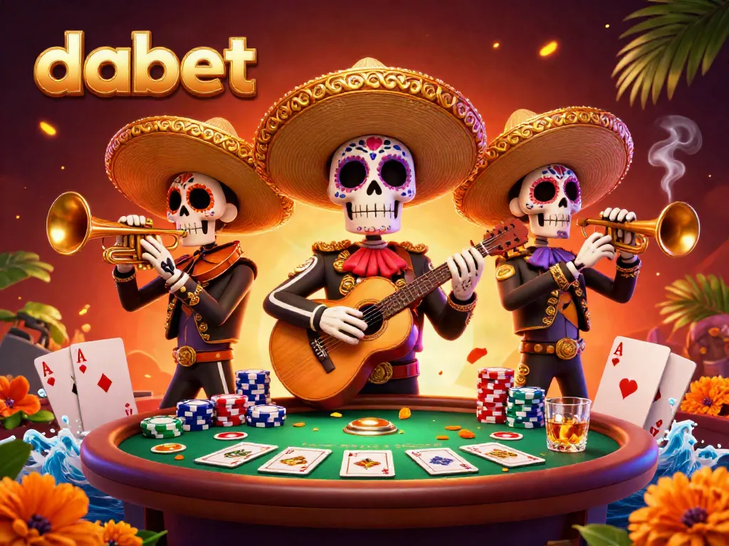 Dabet enchants players as a mariachi band celebrates a thrilling poker game with vibrant energy.