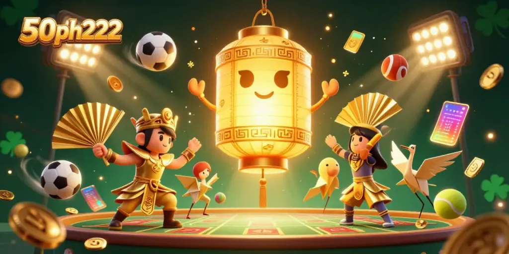 Experience vibrant gaming action at 50ph222 with golden lantern spirits and dynamic sports elements.