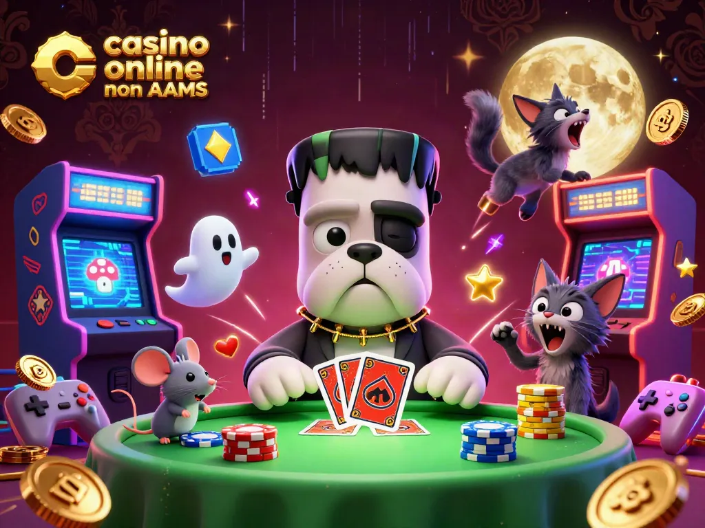 Gioca nei casino online non AAMS con una scena vivace di personaggi 3D e macchine arcade.