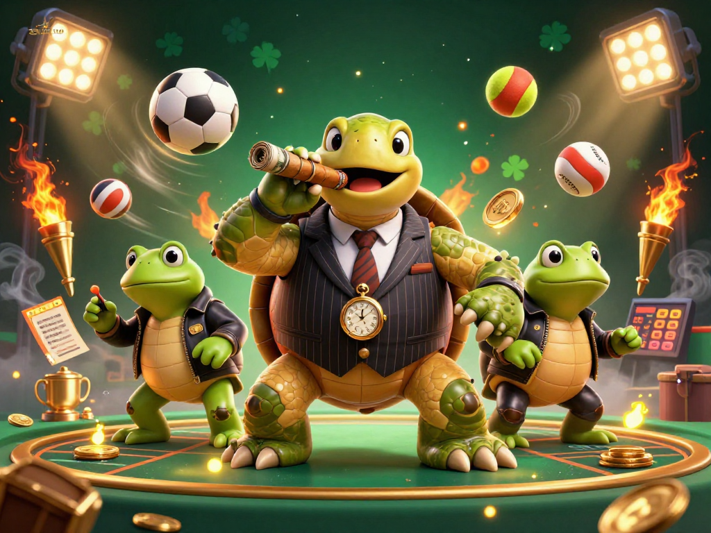 Join the action with sunwin's thrilling casino scene featuring a snapping turtle and bullfrog enforcers.