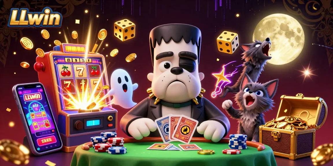 LLwin engages users with a lively casino scene featuring characters in a jackpot explosion of fun.