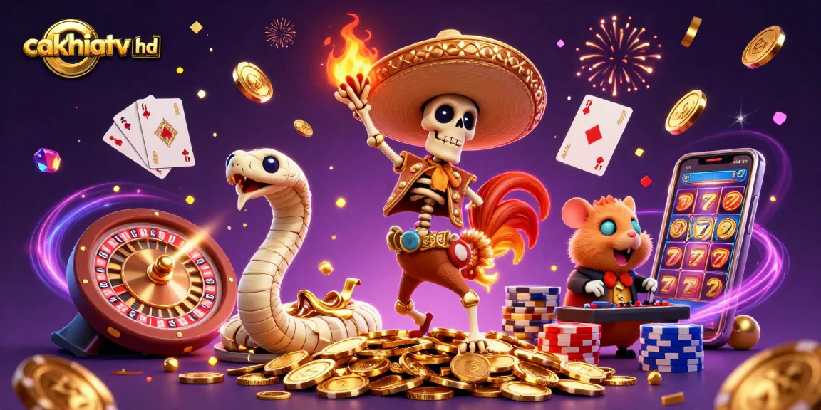 Experience thrilling moments with cakhiatv hd as cartoon characters celebrate on golden coins.