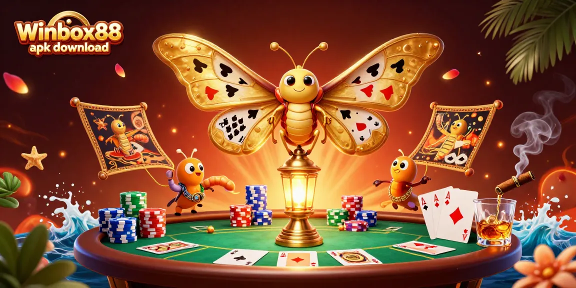 Experience seamless Winbox88 apk download with vibrant casino-themed 3D illustration capturing mobile gaming excitement.