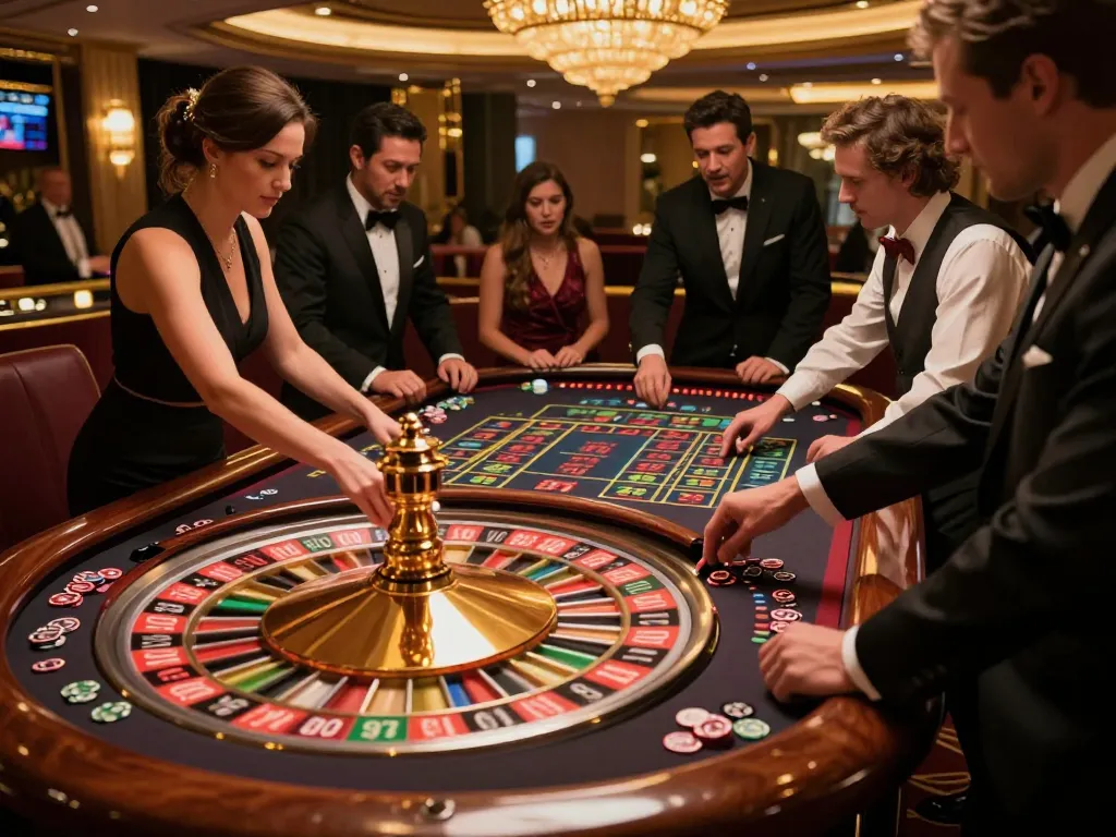 Experience the thrill of betting at a high-stakes roulette table with zb368 nohu in a luxurious casino setting.