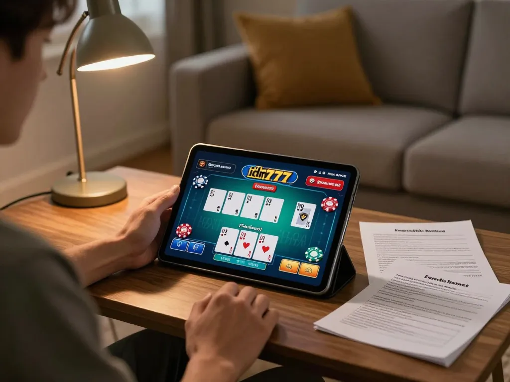 Sesi permainan aktif di idn777 dengan pemain yang fokus pada strategi poker dan permainan