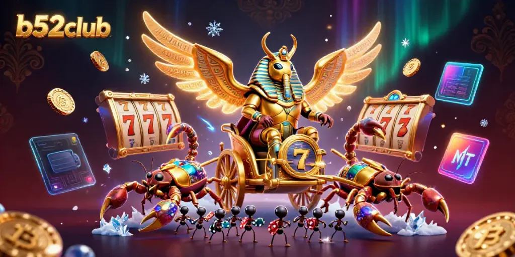 Engage in gaming at b52club with vibrant, dynamic casino visuals showcasing iconic elements.