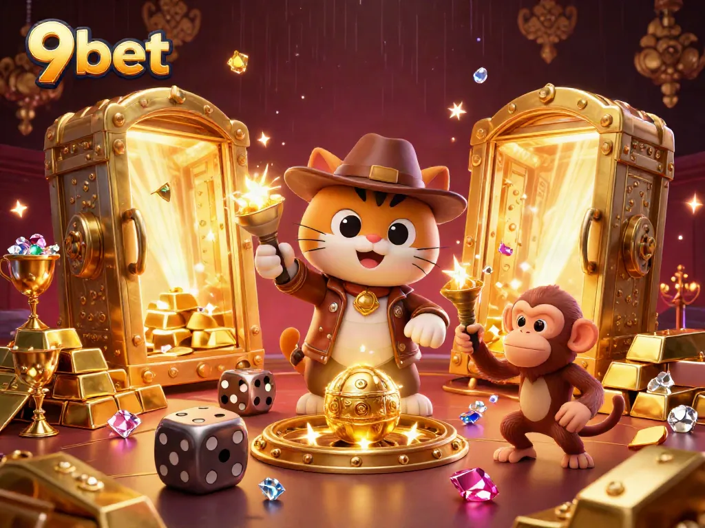 Experience thrilling action at 9bet as the cartoon archaeologist cat finds treasures in a dazzling casino.