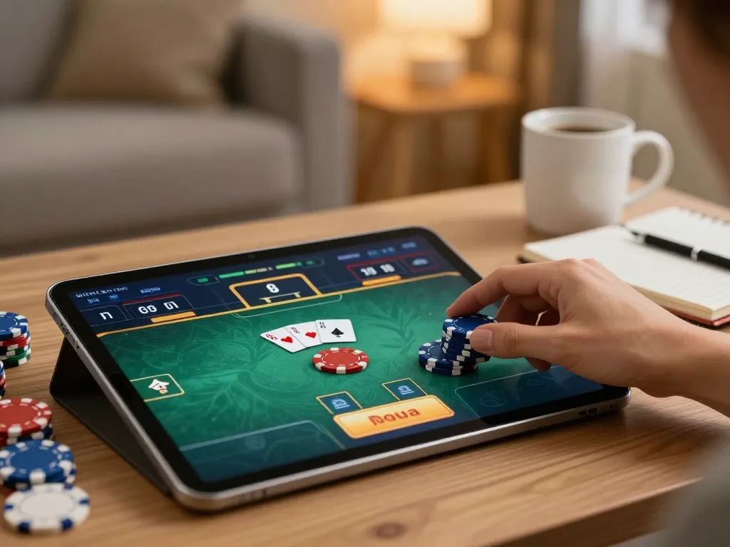 Engage in hướng dẫn mm88 on your tablet during an exciting online poker game, enhancing your betting strategy.