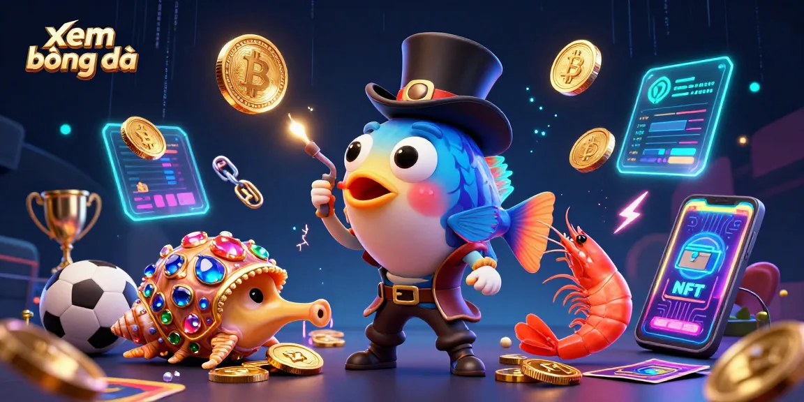 Xem bóng đá in a vibrant underwater scene with gold coins and sports betting elements featuring a glowing anglerfish.