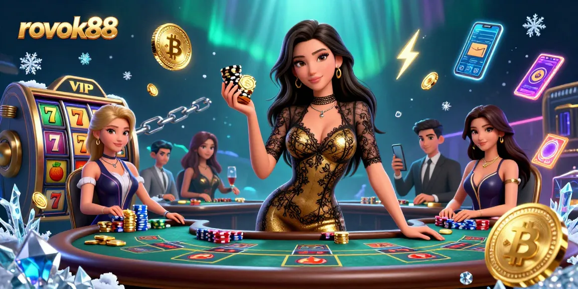 Experience winning with rokok88 slots at a luxurious VIP baccarat table surrounded by vibrant casino elements.