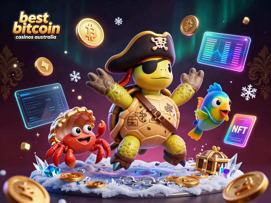 Experience the thrill of the best bitcoin casinos australia with this vibrant, detailed cartoon scene.