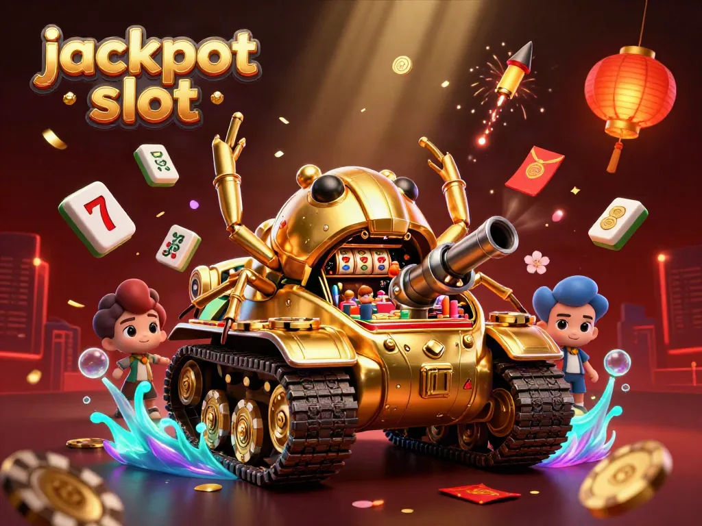 Experience the excitement of jackpot slots within a vibrant and chaotic casino scene