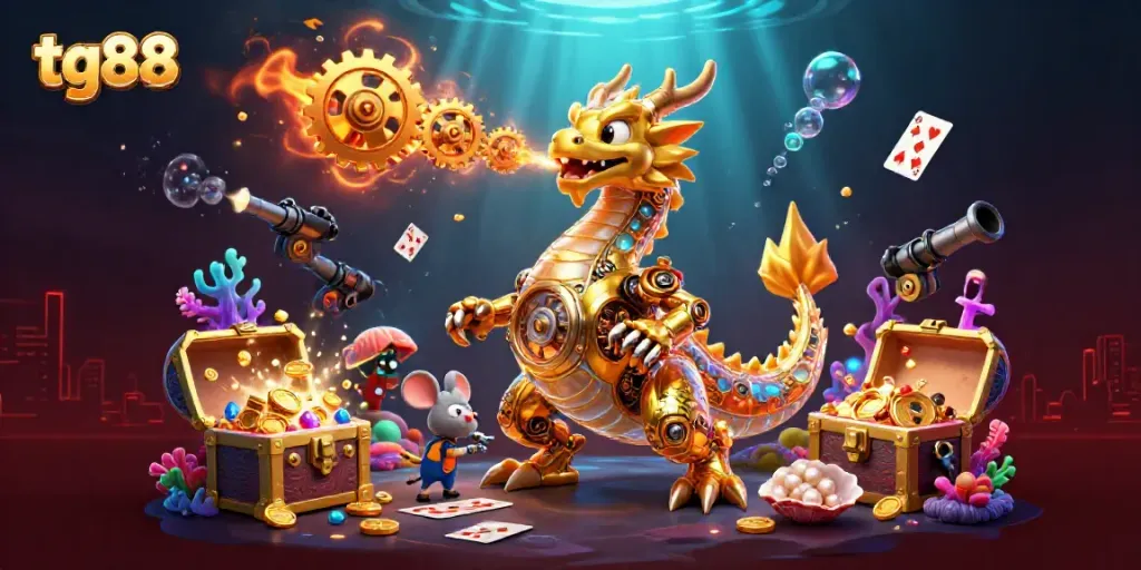 Win big with tg88's vibrant online gaming scene featuring 3D characters and dynamic elements.