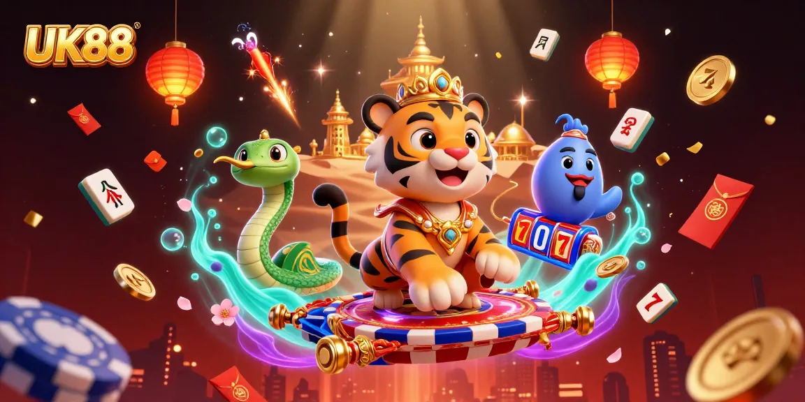 Engage with UK88's vibrant casino experience through a captivating 3D illustration.