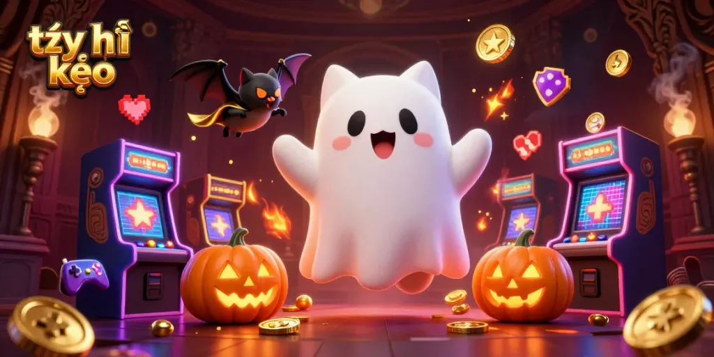 Engage with tỷ lệ kèo in an exciting haunted casino scene filled with vibrant game elements.