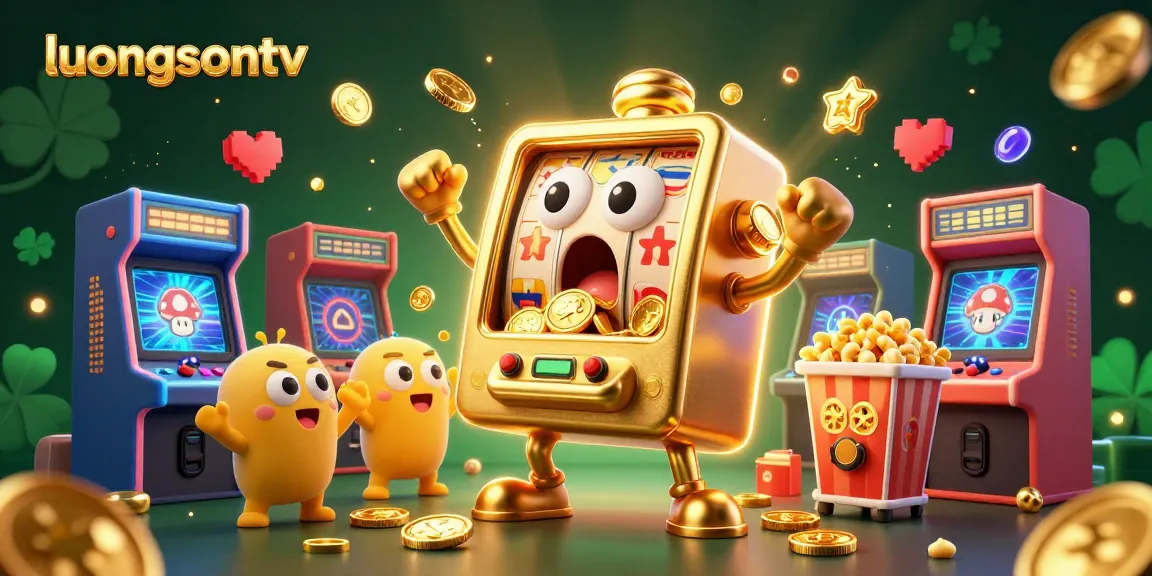 Experience thrilling gameplay with luongsontv's animated jackpot scene featuring lively slot machines and golden coins.