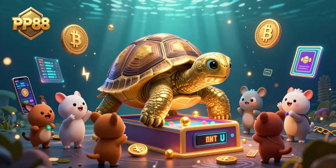 Experience engaging gameplay at PP88 with a vibrant casino scene packed with crypto-inspired elements.