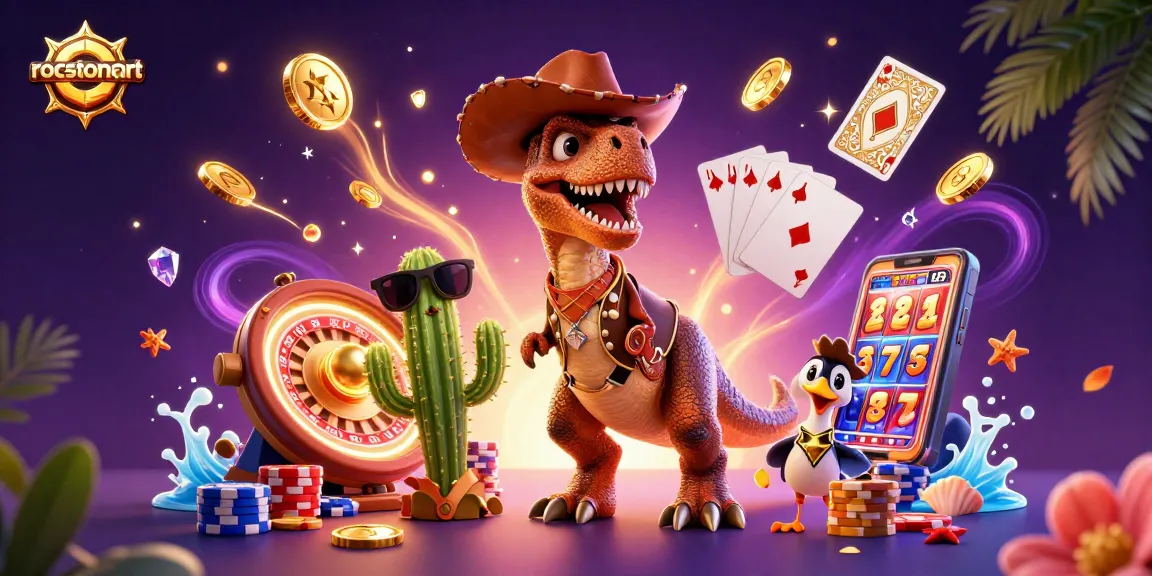 Experience the thrilling world of online gaming with rocstoneart's vibrant casino illustration.