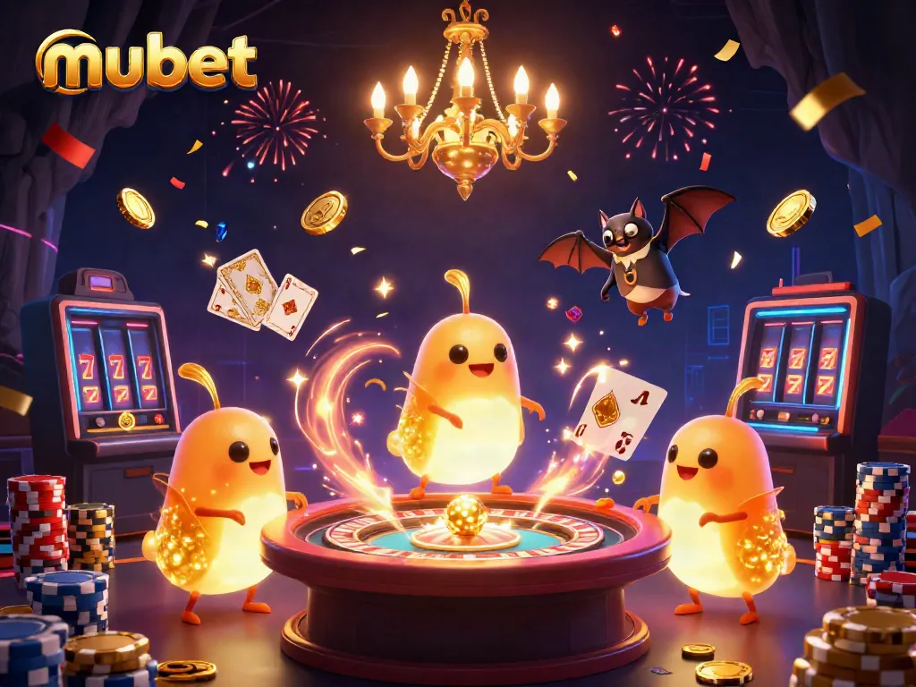 Experience vibrant gameplay with mubet at a glowing casino lit by glowworms and cascading gems.