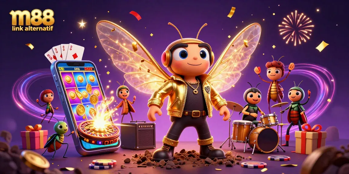 Experience thrilling gambling with m88 link alternatif showcasing a dynamic casino scene filled with games.