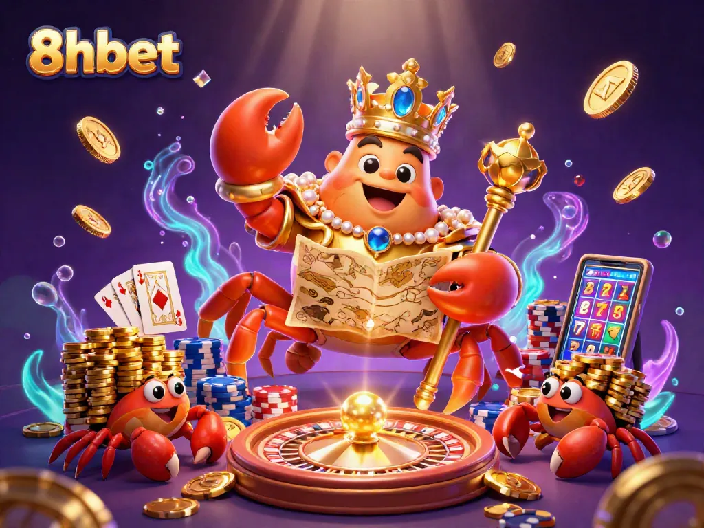 Experience the excitement of gaming at 8xbet with vibrant illustrations showcasing golden treasures and thrilling casino action.