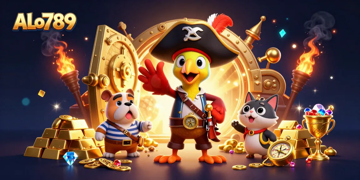 Engage with thrilling cockfighting action at ALo789 featuring vibrant treasures and energetic characters.