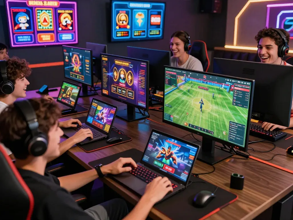Cổng game Rikvip players enjoying diverse online games together in an engaging and vibrant digital environment.