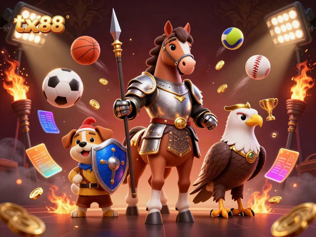 Experience thrilling sports betting and gaming excitement with tx88 in vibrant, detailed 3D illustration.