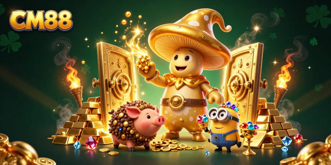 Engage with CM88's magical gaming experience featuring gold treasures and 3D characters