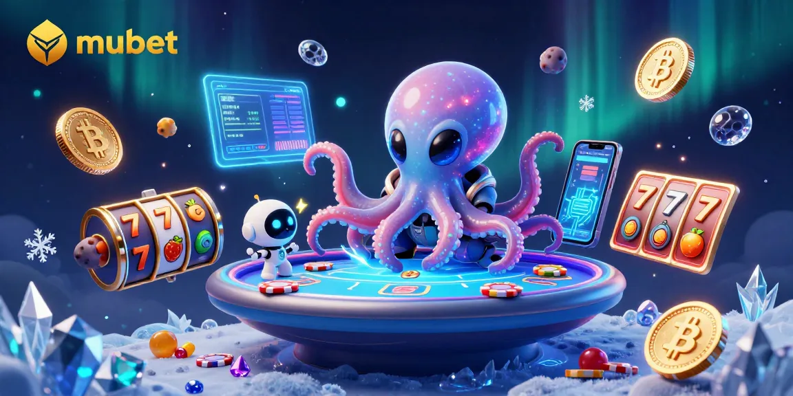 Experience captivating gaming with mubet at a galactic poker table surrounded by vibrant crypto elements.