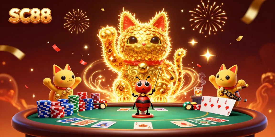 Experience thrilling gameplay at SC88 with vibrant casino elements and lucky symbols lighting up the scene.
