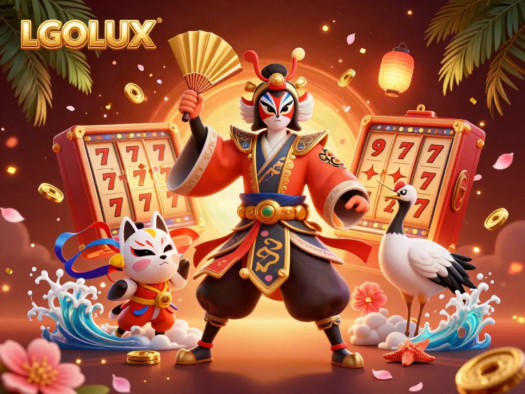 Engage with LGOLUX's dynamic 3D casino scene filled with vibrant characters and thrilling elements.