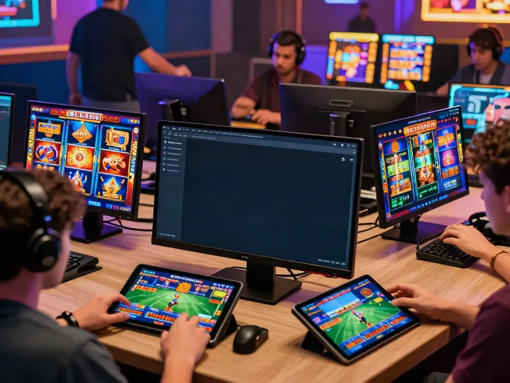 Engaging online gaming platform with players experiencing qqmacan across various devices.
