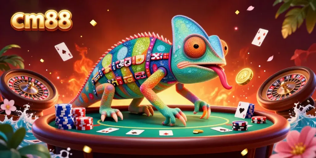 Engage with cm88 and experience vibrant casino action featuring a colorful chameleon owner.