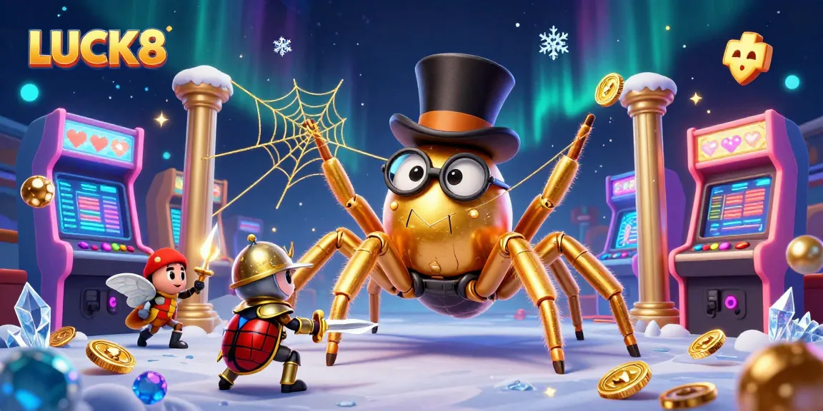 LUCK8 players enjoy a vibrant casino-themed game night filled with colorful machines and golden elements.