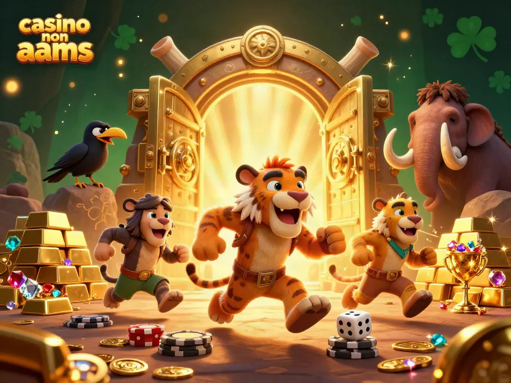 Giocare ai casino non AAMS con un'illustrazione 3D di un casinò preistorico e personaggi unici.