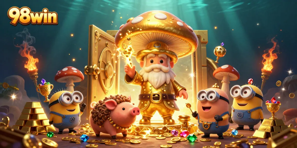 Experience thrilling gameplay at 98win with treasures and gold illuminating the scene.