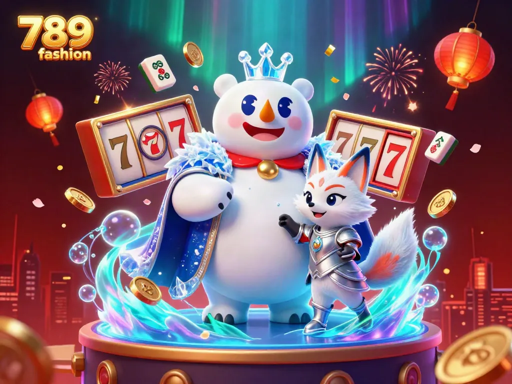 Experience thrilling wins in 789f fashion with a king bear and fox amidst spinning reels and jackpot excitement.